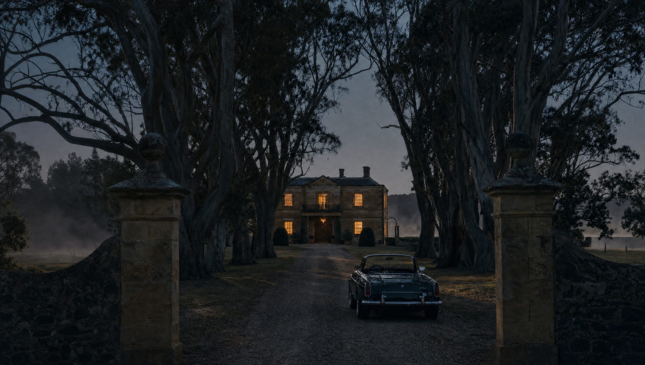 The drive at dusk
